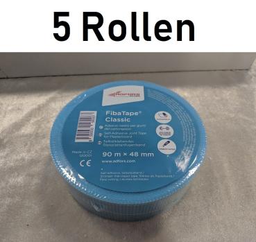 5 x Fugenband / Fugendeckstreifen 90 m für GK-Platten selbstklebend